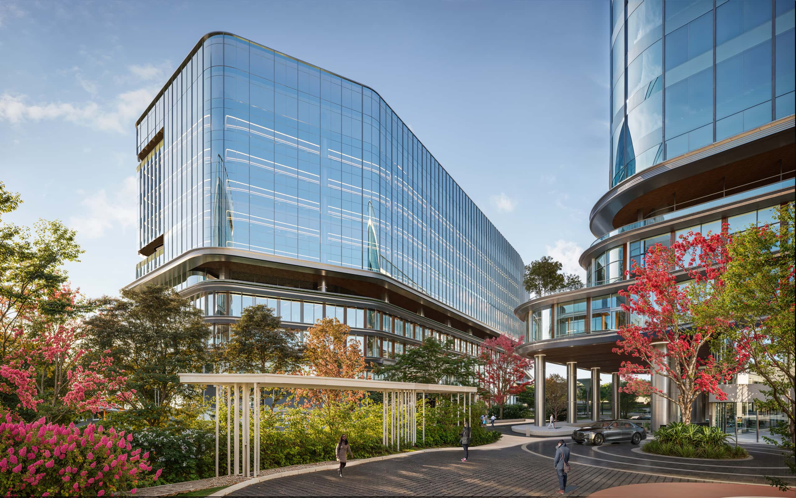 High-performance glass façade of an office tower
